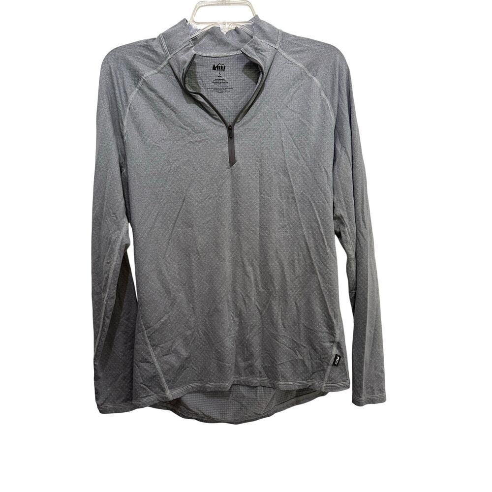 REI Co-op Men's Gray 1/4 Zip Hiking Camping Wilderness Pullover Shirt Size Small
